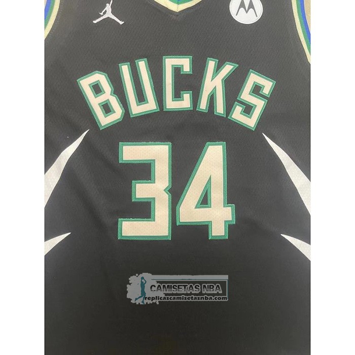 Camiseta Milwaukee Bucks Giannis Antetokounmpo NO 34 Statement 2022-23 Negro